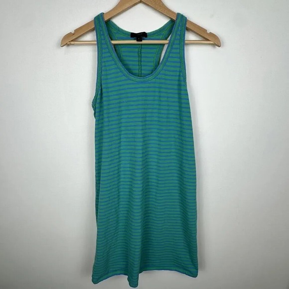 J. Crew Blue + Green Striped Racerback t-shirt dress SIZE S - Picture 2 of 8